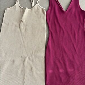 Ribbed Cream and Pink Dresses